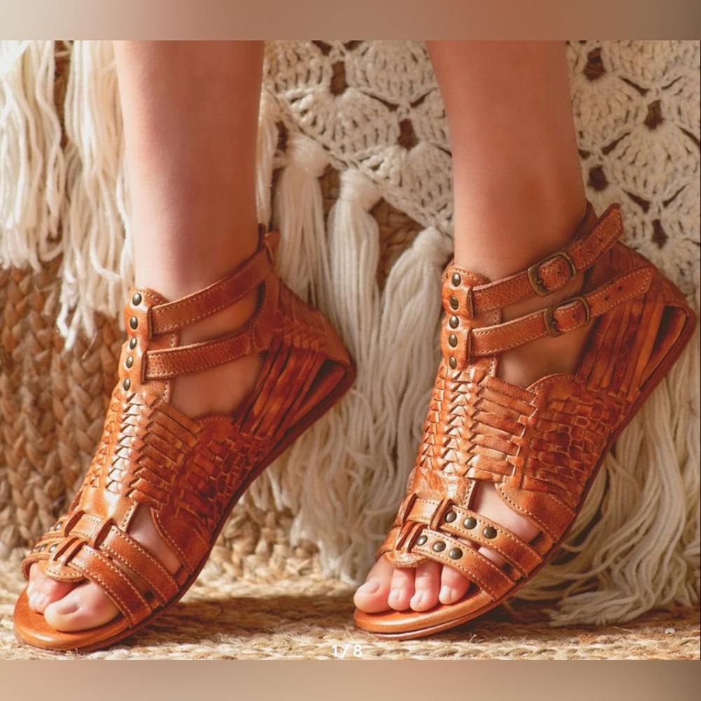 Bed Stu Claire III Tan Leather Huarache Sandals 10